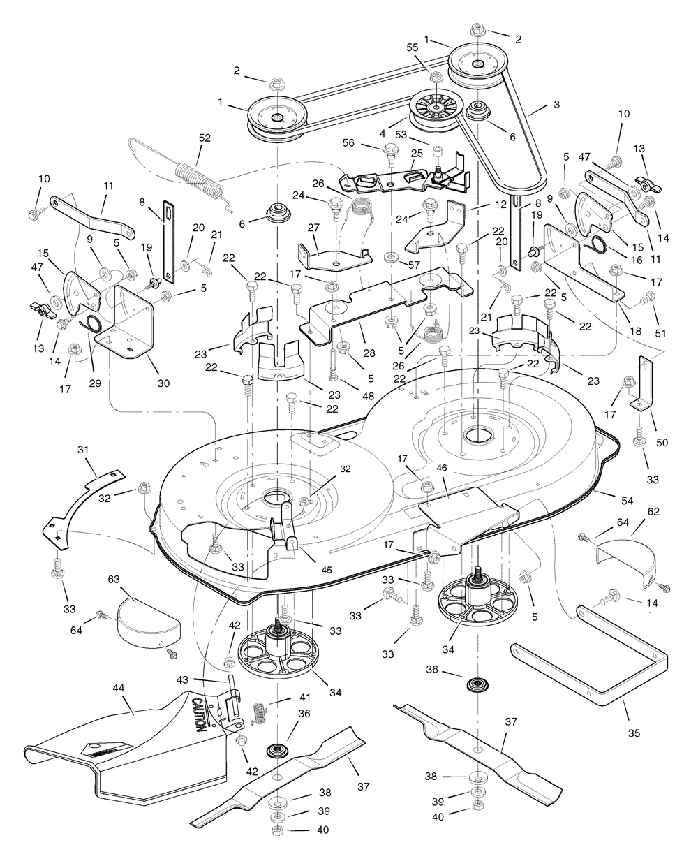 Mower Housing Diagram and Parts List for 7800298-405606X108D 2009 Briggs and Stratton Lawn Tractor